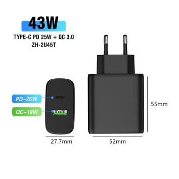 25W+18W Puerto dual Fast Apple iPhone Charger |ZH-2U45T