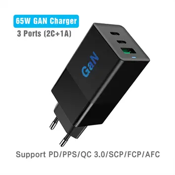 Chargeur téléphonique pour ordinateur portable GAN 65W avec 3 ports |ZX-3U10T