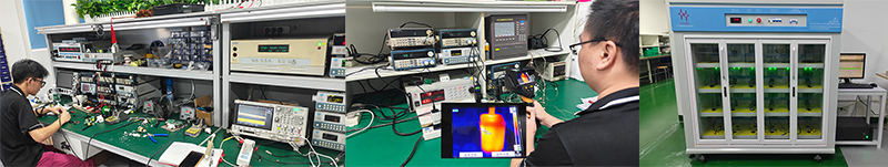 USB-C GaN charger undergoing safety and thermal pre-compliance testing