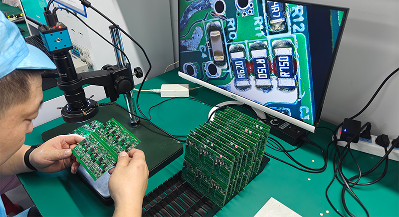 Engineers are comparing defective and compliant Fast charger PCBs_