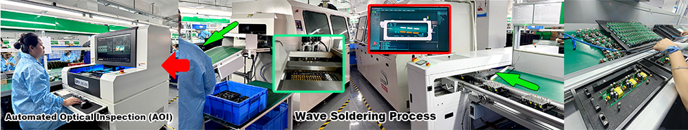 Mobile charger PCB assembly line and AOI inspection