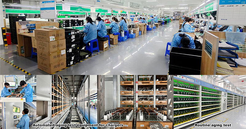 (Gallium nitride) GaN charger production line for smartphones and aging test racks for multiple chargers