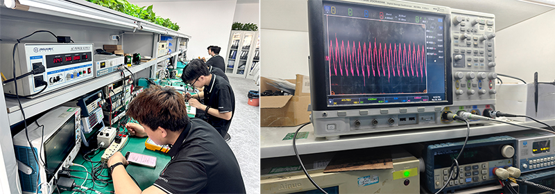 A charger engineer is conducting a ripple test on a charger