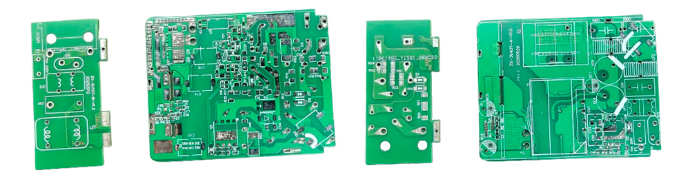 A close-up of the gan charger PCB board showing primary and secondary isolation and high-current copper traces