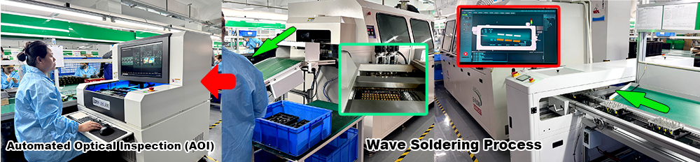 Factory Charger PCB wave soldering process and automated optical inspection (AOI)