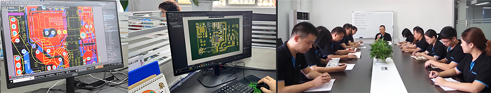 Engineers at the Zonsan wall charger factory are discussing charger projects and PCB circuit routing