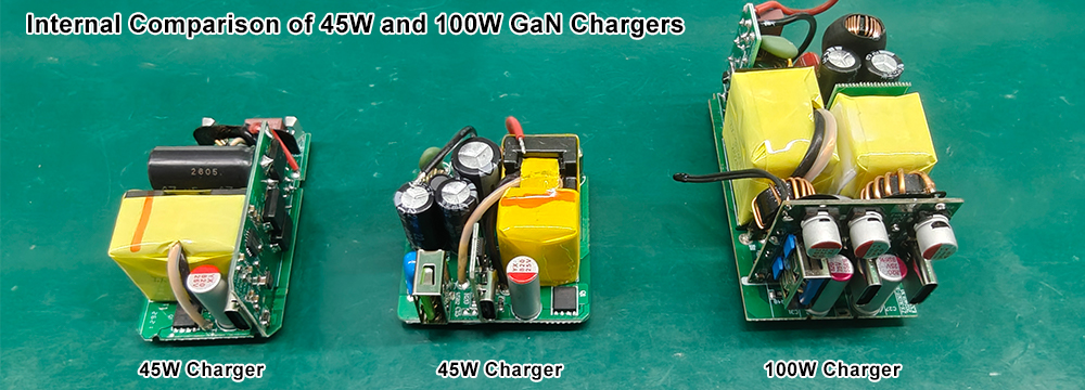 Internal Comparison of 45W and 100W GaN Chargers