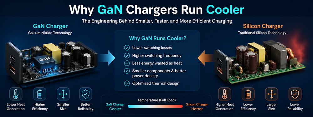 GaN Chargers Run Cooler Than Traditional Silicon Chargers