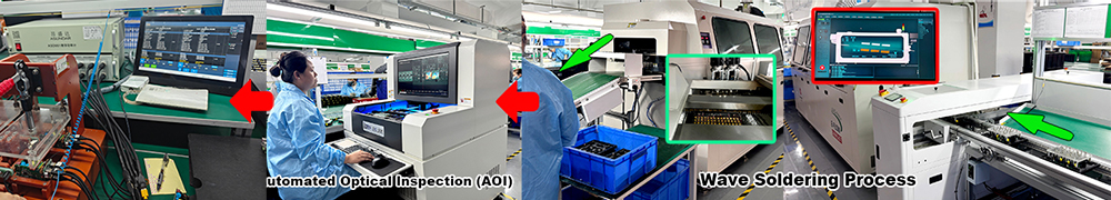 AOI inspection of charger PCB boards and charger semi-finished product PCBs