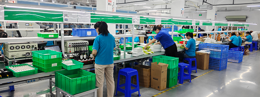 Final testing and packaging of mobile phone chargers - electronic loads, voltage regulators, comprehensive testers, etc