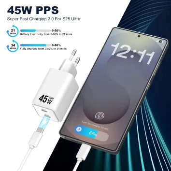 45W GaN Charger 2C Adapter Super Fast Charger for Laptop Iphone 45W PD Charger | ZX-2U99T