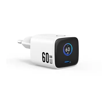 Carregador rápido de parede AVS DPS PD3.2 de 60W USB C com display para iPhone Série 18 |ZX-1U106T