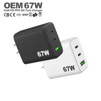 65W PD GaN 벽면 충전기 |3포트 고속 충전기(USB-C 2개 + USB-A 1개) |ZX-3U41T