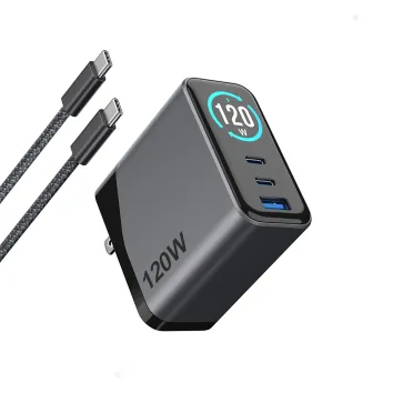 Niestandardowy wyświetlacz Ładowarka USB C 120 W Telefon PD 3.1 Szybkie ładowanie typu C Ładowarka USB Gan 100 W do laptopa