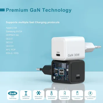 Family Design OEM/ODM Fast 30W Mini Wall PD Charging GaN Charger for Samsung Apple iPhone | ZX-1U67T