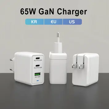 PD QC PPS 기능을 갖춘 GAN 65W 노트북 충전기 |ZX-3U12T