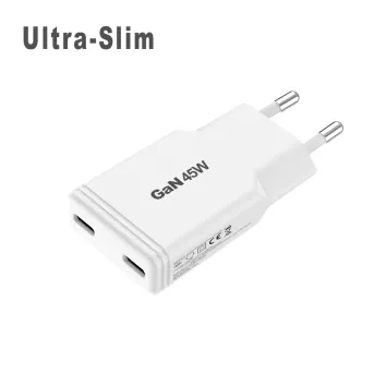 New KC Ultra Slim 45W Gan Charger Type C (2 Ports, PD)
