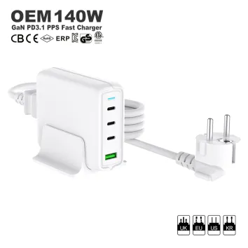 PD3.1 140W Gan Charger Type C USB-A 4 Ports Desktop Laptop Charger | ZX-4U21T