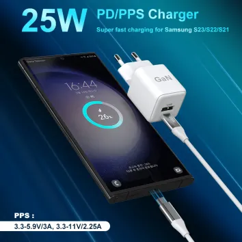 Caricatore a parete 25w 18W PD QC 3.0 Caricatore portatile Adattatore di ricarica rapida CAPPORTO C GaN per iPhone |ZX-2U68T